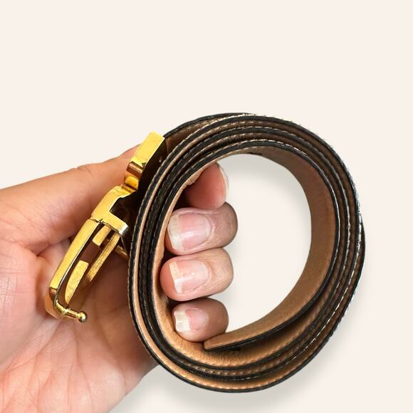 Vintage Gucci Gold Tone Monogram Brown Leather Small - Picture 6 of 7